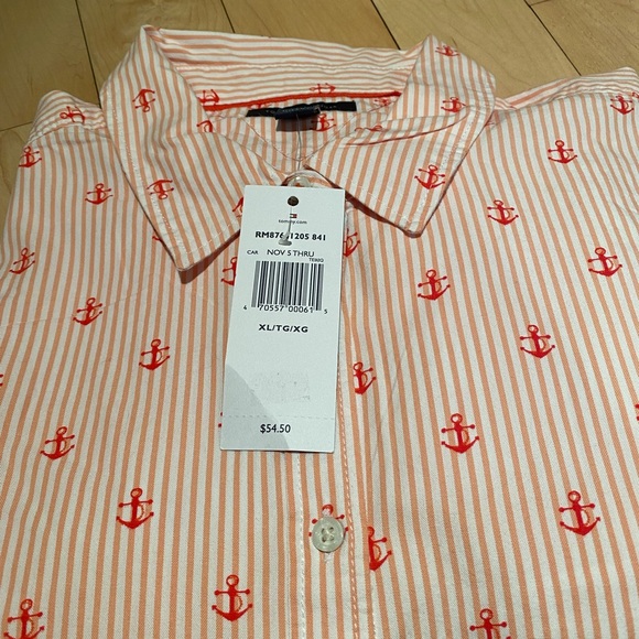 Peachy/orange striped Anchor button down - Picture 3 of 6